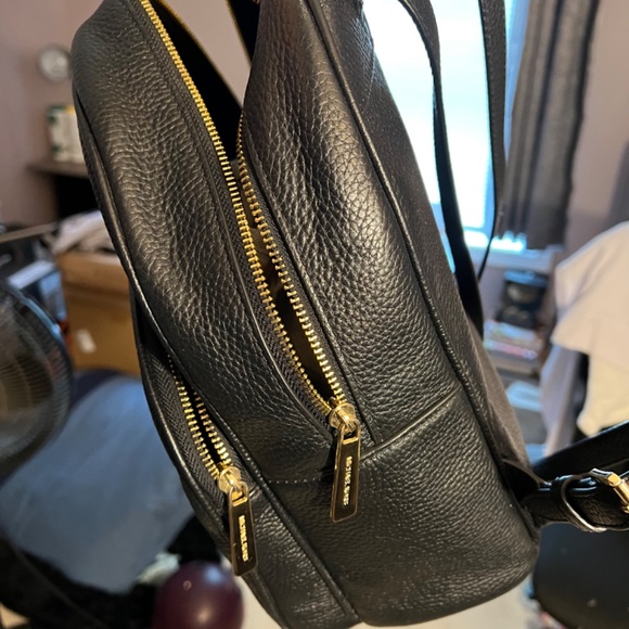 Authentic Michael kors black leather backpack purse